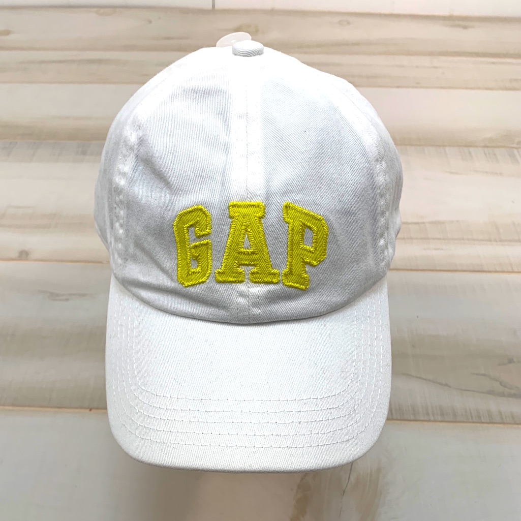 Gap Logo White Baseball Hat Yellow Logo